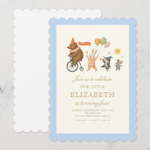 Woodland Animals First Birthday Invitation