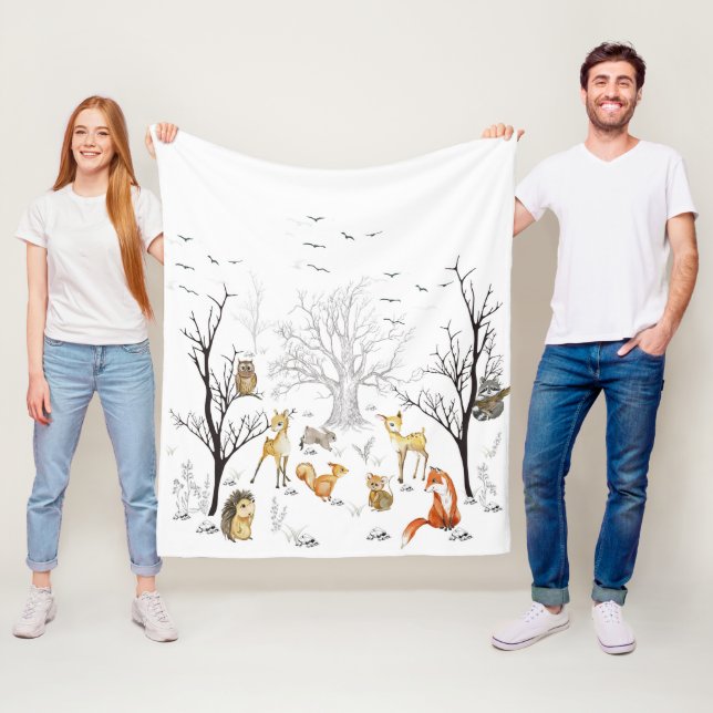 Woodland Animals  Fleece Blanket (In Situ)