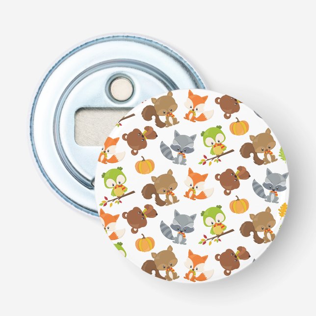 Woodland Animals, Forest Animals, Fall Animals Bottle Opener (Front)