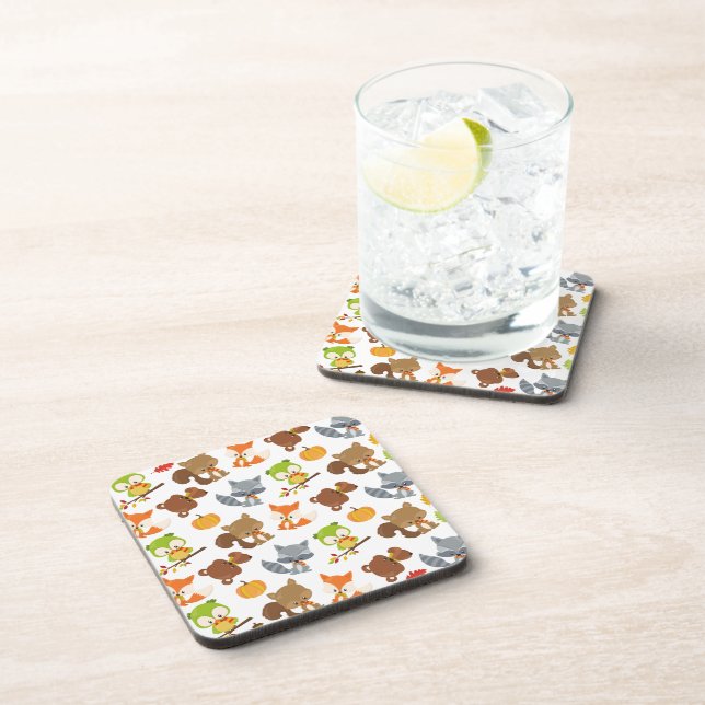 Woodland Animals, Forest Animals, Fall Animals Coaster (Right Side)