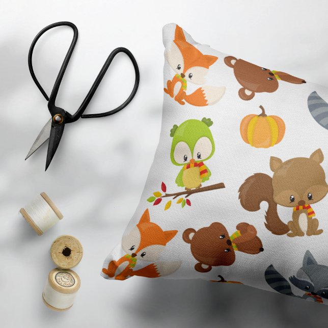 Woodland Animals, Forest Animals, Fall Animals Decorative Cushion (Creator Uploaded)