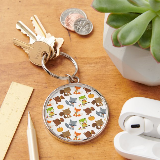 Woodland Animals, Forest Animals, Fall Animals Key Ring (Desk)