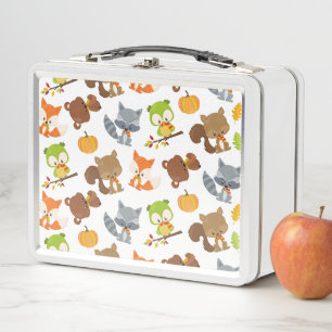 Woodland Animals, Forest Animals, Fall Animals Metal Lunch Box