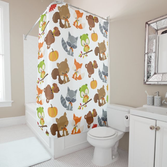 Woodland Animals, Forest Animals, Fall Animals Shower Curtain (In Situ)