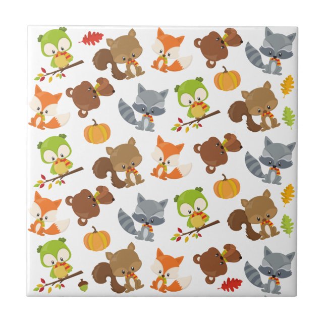 Woodland Animals, Forest Animals, Fall Animals Tile (Front)