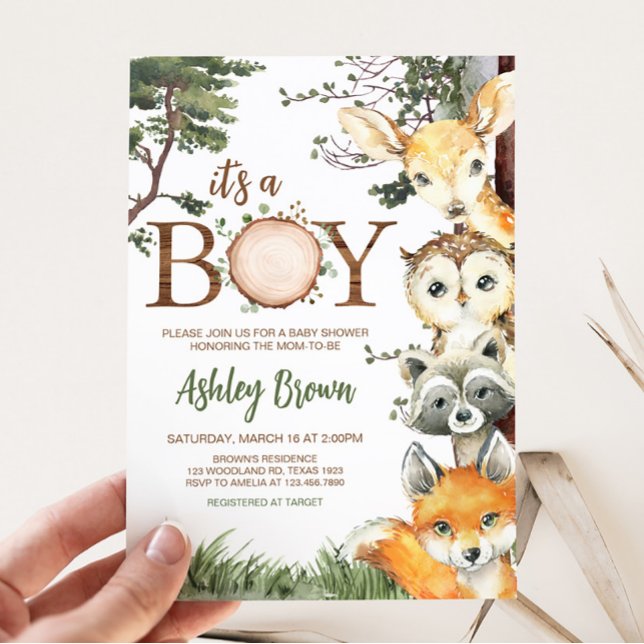 Woodland Animals Forest Baby Shower  Invitation (Woodland Forest Baby Shower Invitation)
