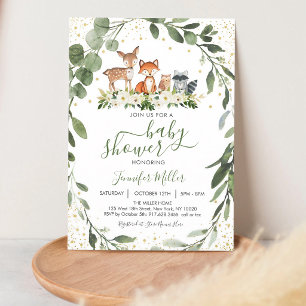 Woodland Animals Forest Baby Shower Invite