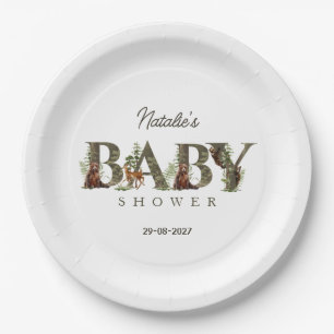 Woodland Animals Forest Baby Shower Paper Plate