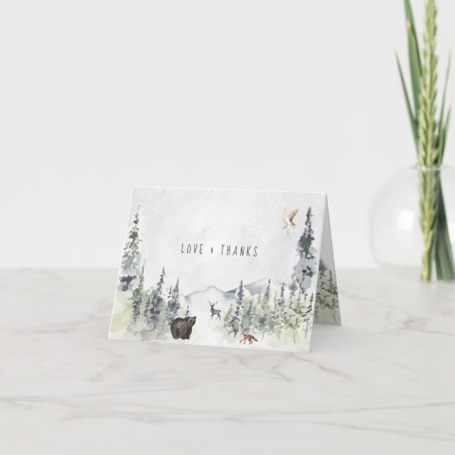 Woodland Animals | Forest Baby Shower Thank You Card (Front)