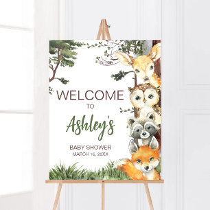 Woodland Animals Forest Baby Shower Welcome Poster