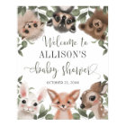Woodland animals forest baby shower welcome sign