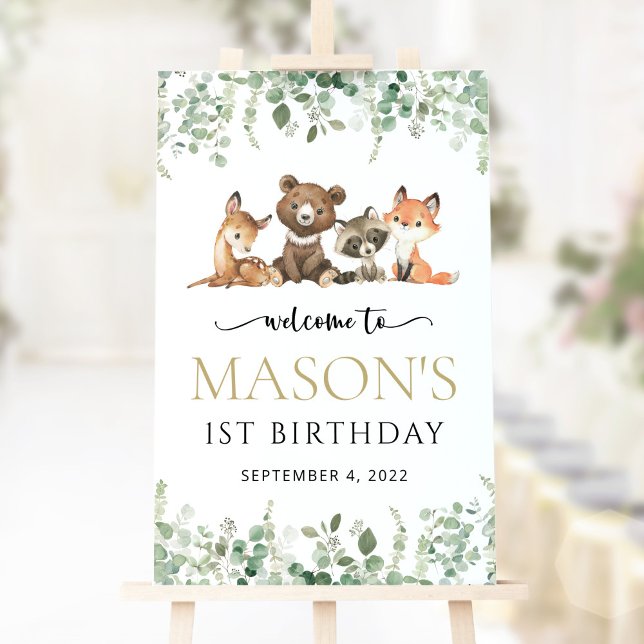 Woodland Animals, Forest, First Birthday Welcome Poster (Creator Uploaded)