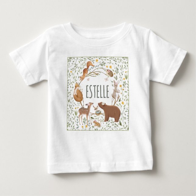 Woodland Animals Forest Friends Baby Shower Baby T-Shirt (Front)