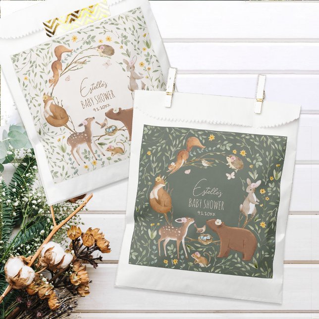 Woodland Animals Forest Friends Baby Shower Favour Bags (Creator Uploaded)