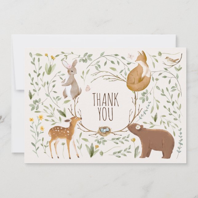 Woodland Animals Forest Friends Baby Shower Invitation (Back)
