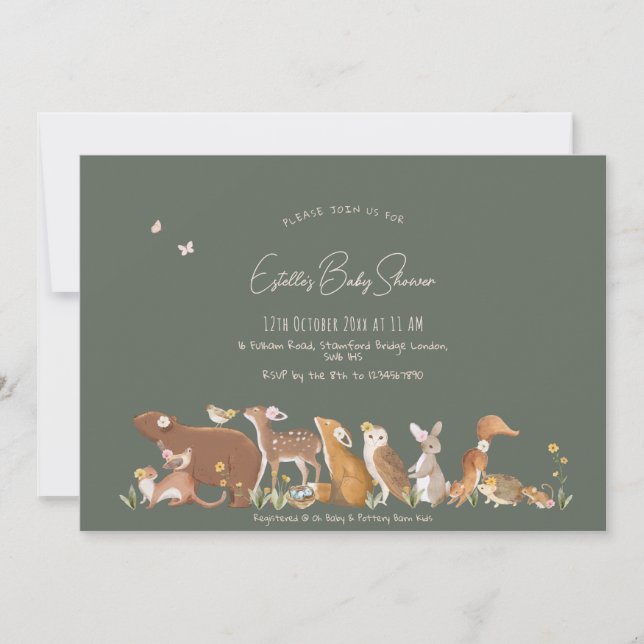 Woodland Animals Forest Friends Baby Shower Invitation (Front)