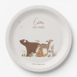Woodland Animals Forest Friends Baby Shower Paper Plate