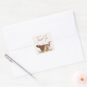 Woodland Animals Forest Friends Baby Shower Thank  Square Sticker