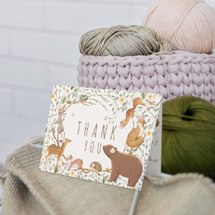Woodland Animals Forest Friends Baby Shower Thank You Card