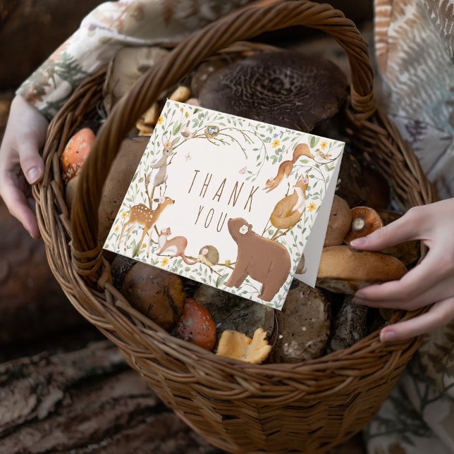 Woodland Animals Forest Friends Baby Shower Thank You Card (Creator Uploaded)