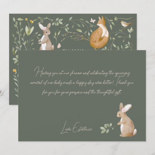 Woodland Animals Forest Friends Baby Shower Thank You Card