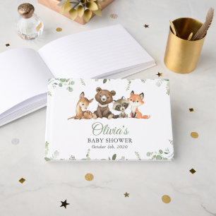 Woodland Animals, Forest, Wild One, Baby Shower Guest Book