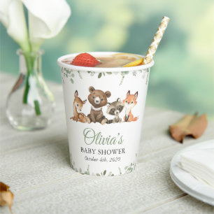 Woodland Animals, Forest, Wild One, Baby Shower Paper Cups