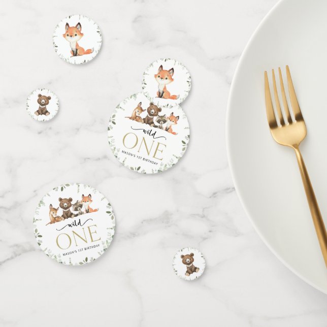 Woodland Animals, Forest, Wild One, First Birthday Confetti (Group)