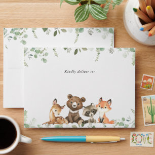 Woodland Animals, Forest, Wild One, First Birthday Envelope