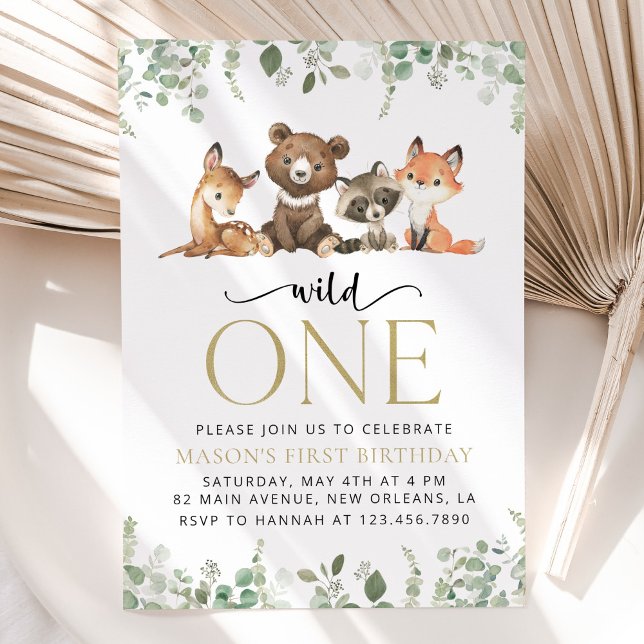 Woodland Animals, Forest, Wild One, First Birthday Invitation (Creator Uploaded)