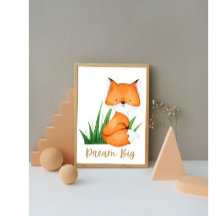 Woodland Animals Fox Nursery Poster