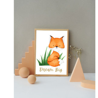 Woodland Animals Fox Nursery Poster