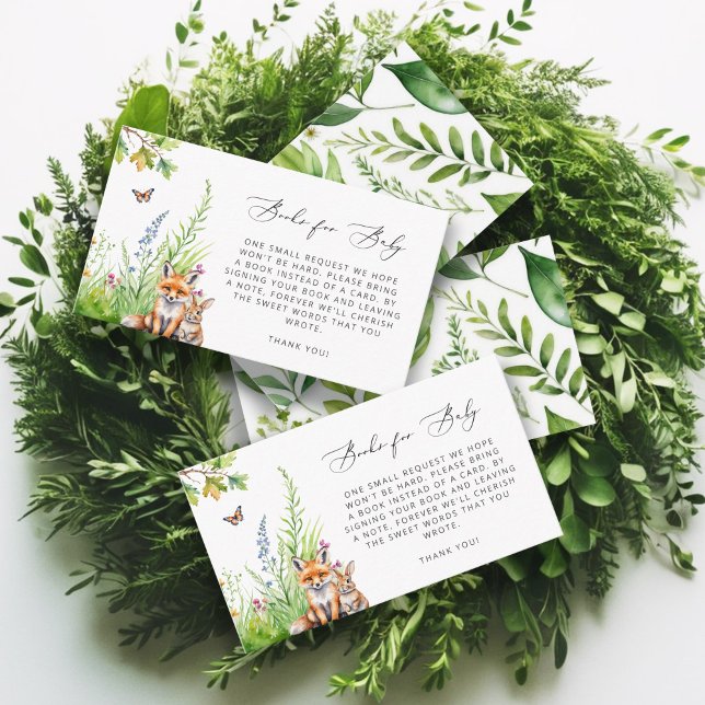 Woodland Animals Fox Rabbit Books For Baby Enclosure Card (Creator Uploaded)