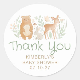 Woodland Animals Gender Neutral Baby Shower  Classic Round Sticker
