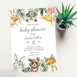 Woodland Animals Gender Neutral Baby Shower Invitation