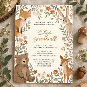 Woodland Animals Gender Neutral Baby Shower Invitation