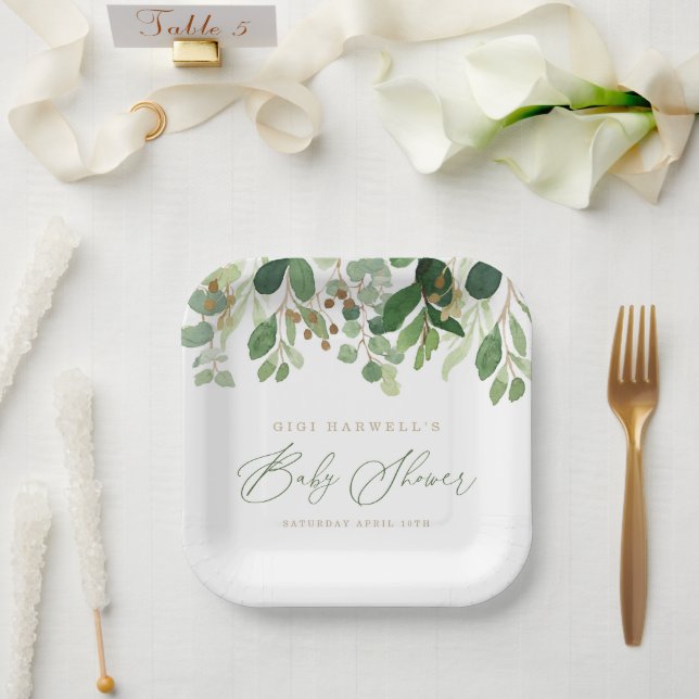 Woodland Animals Gender Neutral Baby Shower Paper Plate (Wedding)