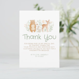 Woodland Animals Gender Neutral Baby Shower Thank You Card