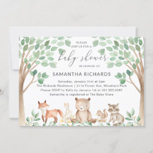 Woodland Animals Gender Neutral Cute Baby Shower Invitation