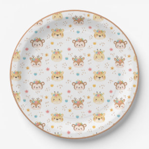 Woodland Animals Giraffe Monkey Paper Plate