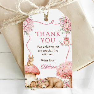 Woodland Animals Girl 1st Birthday Party Gift Tags
