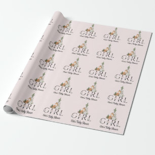 Woodland Animals Girl Baby Shower Custom Wrapping Paper