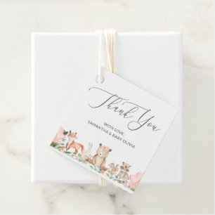 Woodland Animals Girl Cute Thank You Baby Shower Favour Tags