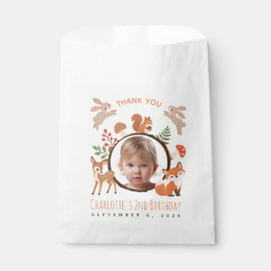 Woodland Animals Girl Photo Cute 2nd Birthday Favour Bags