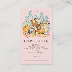 Woodland Animals Girls Shower Diaper Raffle Ticket Enclosure Card