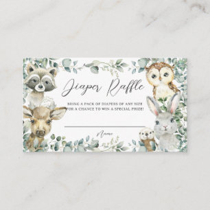 Woodland Animals Greenery Baby Diaper Raffle Enclosure Card