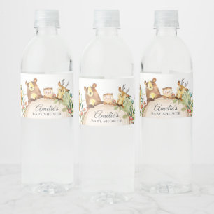 Woodland Animals Greenery Baby Shower Birthday Water Bottle Label