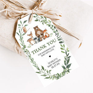 Woodland Animals Greenery Baby Shower Favor Tags