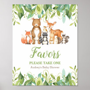 Woodland Animals Greenery Baby Shower Favors Sign