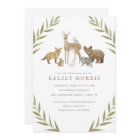 Woodland Animals Greenery Baby Shower Invitation
